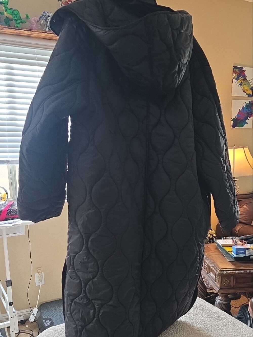 H&M Black Quilted Long Puffer Coat - Picture 4 of 4